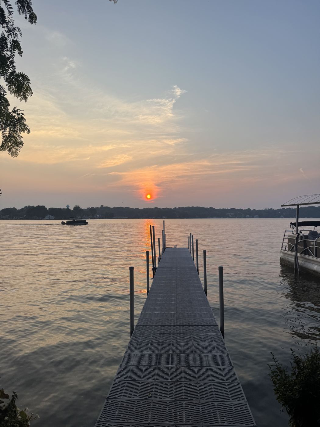 Sunset over the Chain O'Lakes from Josh's pier on Mineola Bay, Fox Lake IL